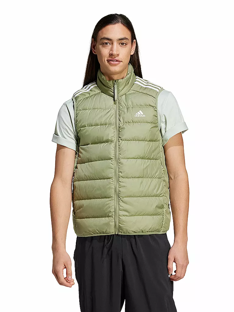 ADIDAS Herren Daunenweste Essentials 3 Streifen Light olive